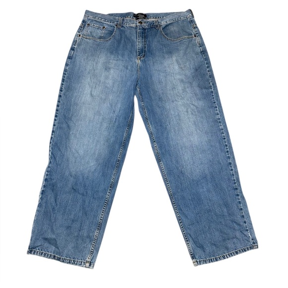Vintage Anchor Blue Jeans Mens 42x32 Wide Leg Denim Y2k Skater Baggy Classic - Picture 1 of 4